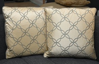 Silk Embroidered Down Filled Thrown Pillows