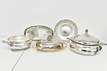 Silver Plate Assortment Including Covered Pot
