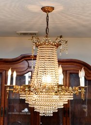 French Early 20th Century Crystal And Bronze Empire  8 Light Chandelier