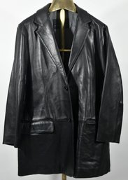 Kenneth Cole Supple Black Leather Coat  Mens Size Large
