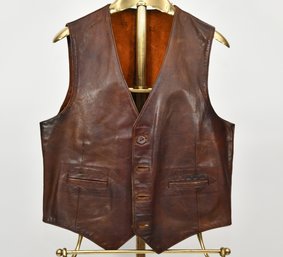 Genuine Brown Leather Vest Mens Size 42