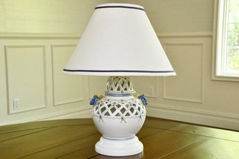 Hand Painted Pierced Porcelain Table Lamp
