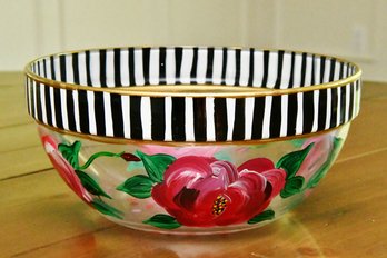 Glass Bowl Signed ABK In The Style Of Mackenzie Childs