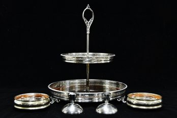 Silver And Walnut Tiered Dish