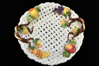 Italian Porcelain Basketweave Fruit Platter