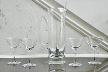 Pitcher And Stirrer With Martini Glasses