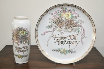 50th Anniversary Plate And Vase