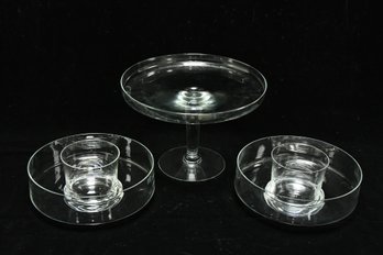 Chip And Dip Server With Pedestal Glass Dish