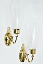 Wall Mounted Candlesticks With Glass Hurricanes