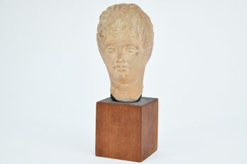 Greek Head Sculpture On Wood Stand By Alva Studios