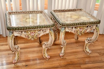 Ornate Carved Wood Rococo Side Tables