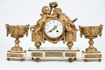 Antique Avington Mantle Clock And Urns Made In France