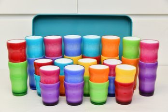 Outdoor Multi-colored Drinking Cups With Serving Tray