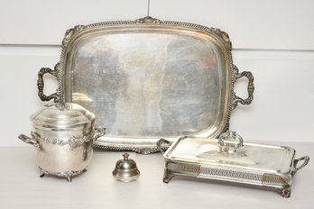 Silver Plater Serving Platter With Extras