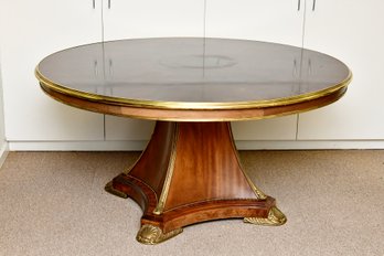 Russian Neoclassical Mahogany Brass Inlay Center Hall Table