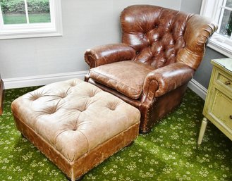 Ralph Lauren Leather Writer's Chair With Ottoman