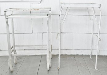 White Painted Metal Side Tables