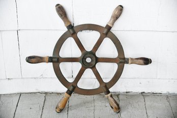 Antique Nautical Brass Ships Wheel