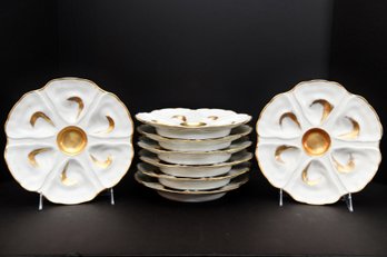 8 Limoges Porcelain Oyster Plates