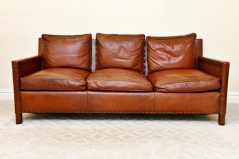 Sexy Soft Leather Sofa With Nailhead Trim By Lee Industries