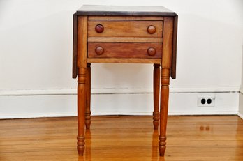 19th Century Cherry Wood Drop Leaf Side Table