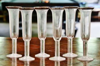 6 Silver Rim Champagne Glasses Smyers