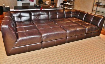 Raymour & Flanigan Large 8 Piece Leather Sofa