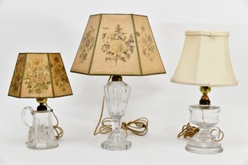 Trio Glass Crystal Lamps. Staining On Shades
