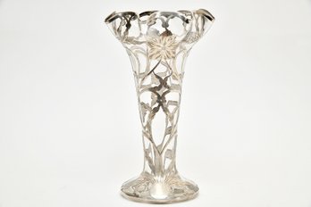 William Wise & Son Sterling Silver Sterling Overlay Vase