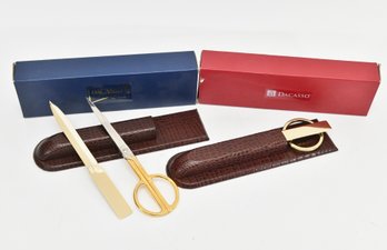 Dacasso Brown Crocodile Embossed Leather Library Sets