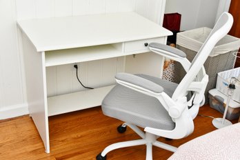 Desk And Rolling Arm Chair