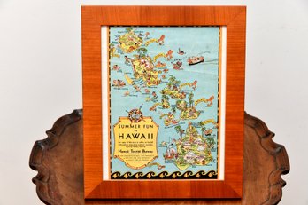 Vintage Framed Hawaiian Tourist Map