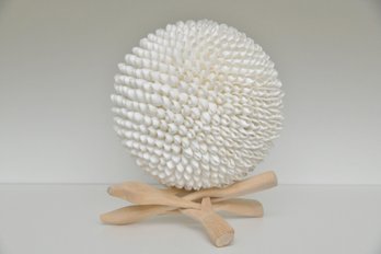 Seashell Sphere On Wooden Base