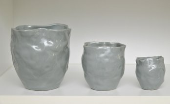 Modern Trio Of Free Form Ceramic Vases