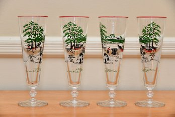 Set Of 4 Wheat Harvesting Pilsner Glasses