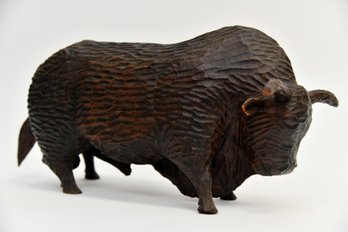 Handsome Large Carved Wood Bull