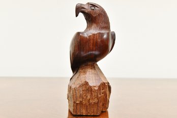 Carved Iron Wood Eagle Figurine