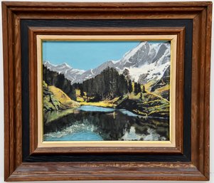 Mountains Framed Paint On Board