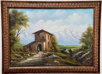 Stone House In The Mountains Canvas Painting Signed Gibbie