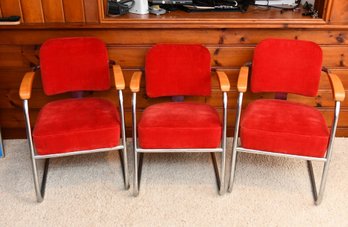 Three Red Arm Chairs From The Doris Duke Theater