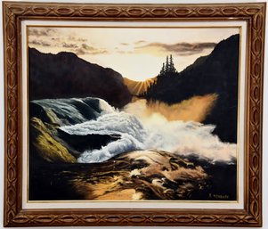Rushing Waters Paint On Board Signed R Mondare