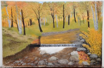 Forest River Canvas Painting Signed R Mondare