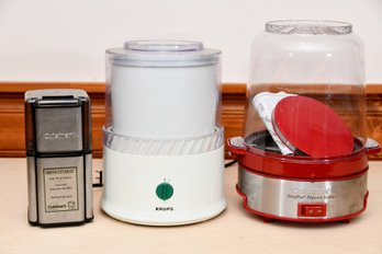 Kitchen Appliance Lot - Popcorn, Ice Cream Maker, Coffee Grinder
