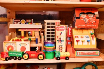 Toy Shelf 2 Including Vintage Fisher Price And Play School