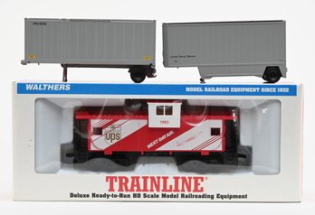 Limited Edition Model Next Day Air Caboose 1 Of 500 26 Ft. UPS PUP And 28 Ft. Container And Chadis