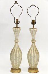 Murano Glass Speckle Table Lamps- A Pair
