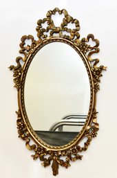 Italian Rococo Gilded Oval Mirror Giltwood Gold Syroco Wall Mirror