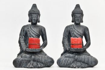 Pair Of Large Buddha Candle Holders