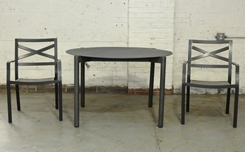 Gray Round Table And Chairs