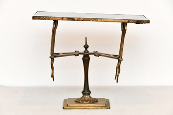 Brass And Black Glass Top Table